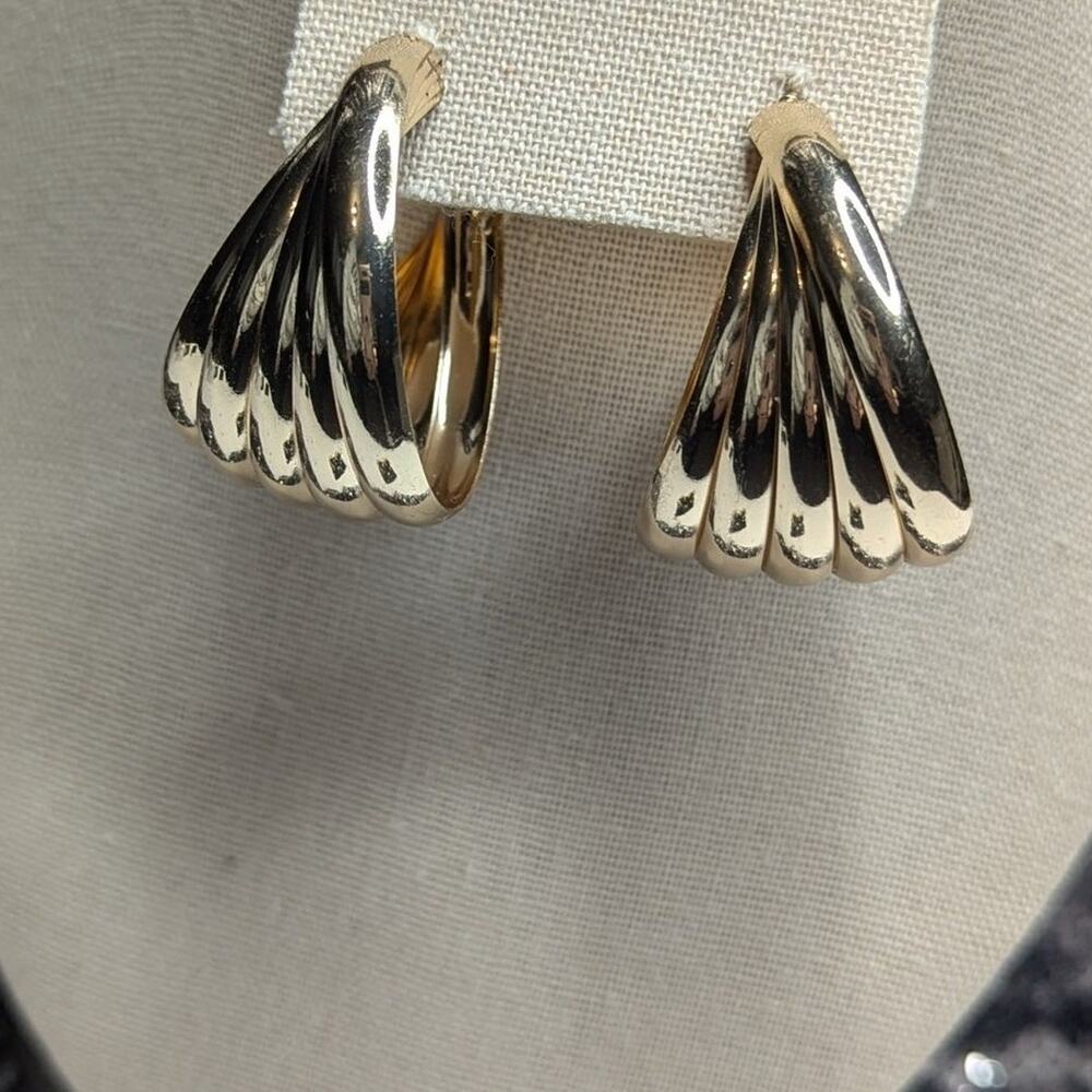 nOir Gold Toned Chunky Rippled Hoop Earrings